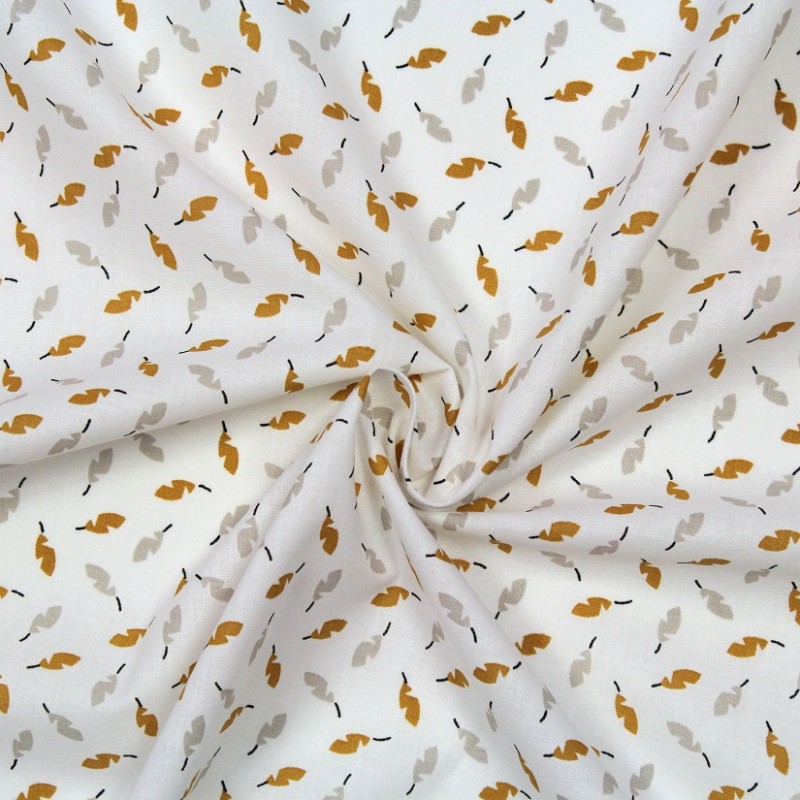 Tissu Mini Feuilles Fond Blanc Mes Petits Cotons By Paulo