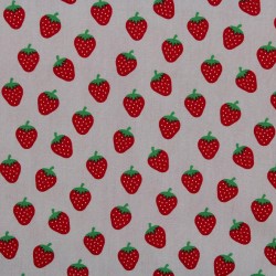 Tissu fraises gris