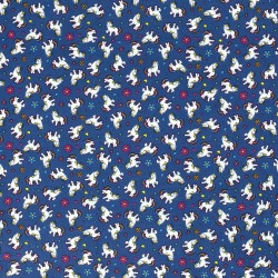 Tissu poney licorne bleu